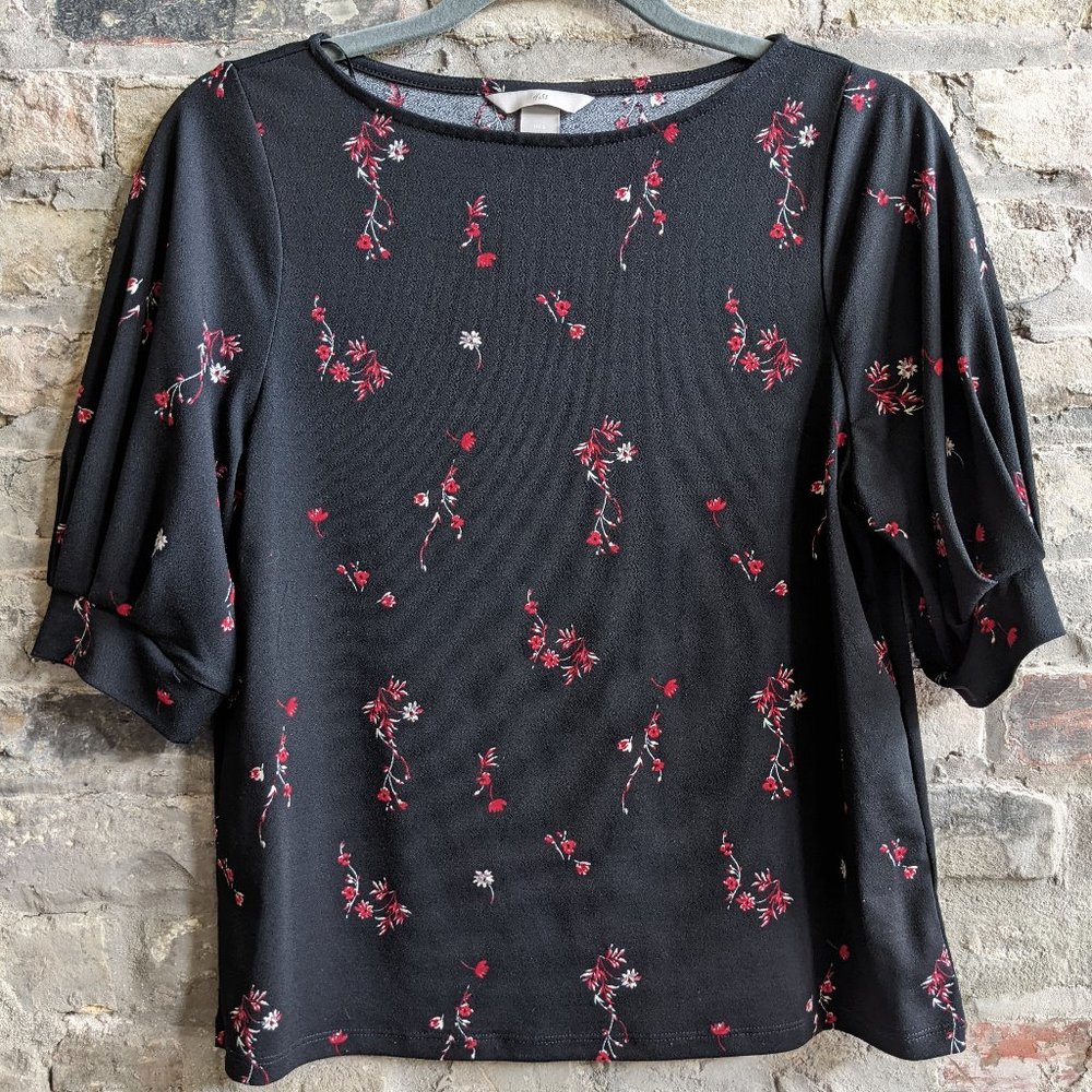 H&M Black Floral Shirt